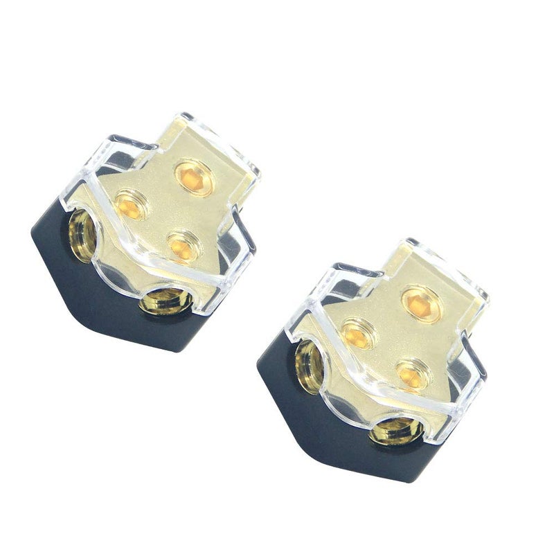 ZOOKOTO 0/2/4 Gauge in 4/8/10 Gauge Out Amp Power Distribution Block Car Audio Splitter 2 Way Outputs Power Distributor Block Fuse Holder 2Pcs - Image 1